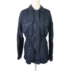 Rails Lancaster Indigo Stars Navy Blue Zip Front Utility Jacket S